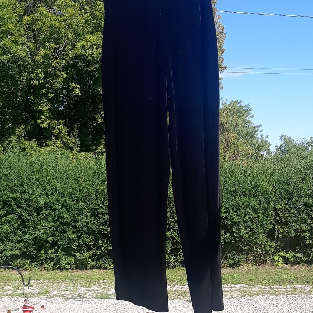 VELOUR🖤SusanGraver Elegant Black Straight Leg WITH STRETCH Size S Fits To M